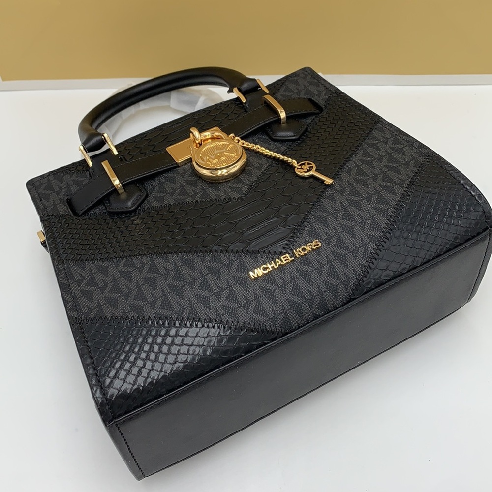 Michael Kors Hamilton Small Satchel Shoulder Crossbody Bag Black Multi N… - Picture 14 of 15